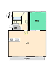 六楽荘 1LDKの間取図画像