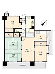 昭和マンション石巻中央 4LDKの間取図画像