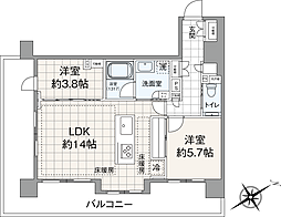 パークホームズ目黒リバーサウス 2LDKの間取図画像
