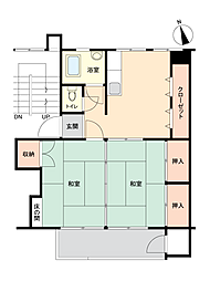 公社多摩川住宅ハ-9号棟 2DKの間取図画像