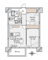 高田馬場住宅 1SLDKの間取図画像