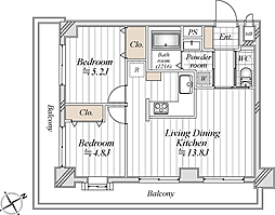 ライオンズマンション鶴見中央 2LDKの間取図画像
