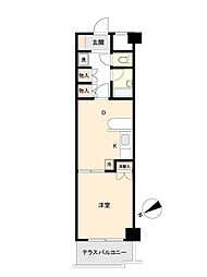 信開ドムス大領中 1DKの間取図画像