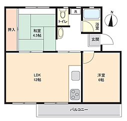 第2あやめ台団地3-9 2LDKの間取図画像