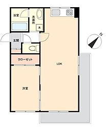 シャトー自由ケ丘 1LDKの間取図画像
