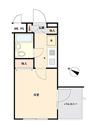 プレール小田急相模原 1Kの間取図画像