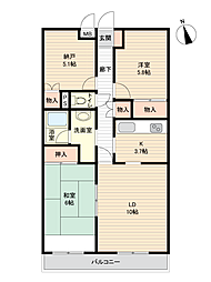 エンゼルハイム平塚 2SLDKの間取図画像