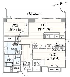 白金ハウス 2LDKの間取図画像