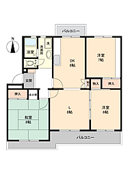 深谷上柴第一団地39号棟 3LDKの間取図画像