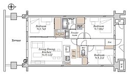 オーベル練馬センティア 3LDKの間取図画像