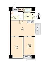 朝日グリーンハイツ 2LDKの間取図画像