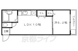 セントラル修学院 2階1LDKの間取り