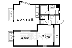 京都市営烏丸線 北大路駅 徒歩18分の賃貸マンション 2階2LDKの間取り