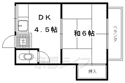 京都市営烏丸線 鞍馬口駅 徒歩20分の賃貸アパート 1階1DKの間取り