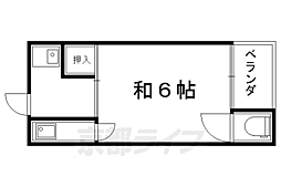 北白川ハイツ 1階1Kの間取り