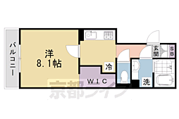 京都市営烏丸線 北大路駅 徒歩27分の賃貸アパート 1階1Kの間取り