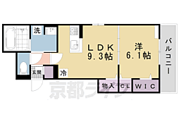 京都市営烏丸線 北大路駅 徒歩23分の賃貸アパート 3階1LDKの間取り