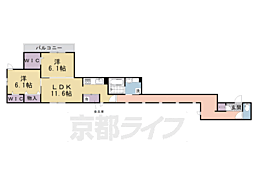 JR山陰本線 二条駅 徒歩9分の賃貸アパート 1階2LDKの間取り