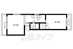 シャルマン大栄 2階2Kの間取り