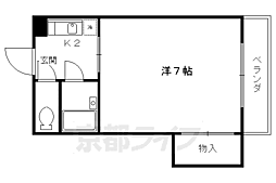 ヴィラエスポワール 2階1Kの間取り