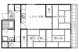 京都市営烏丸線 北大路駅 徒歩12分の賃貸マンション 4階3LDKの間取り