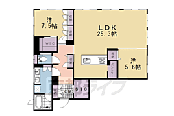 パーチェ三条菊鉾町 1階2LDKの間取り
