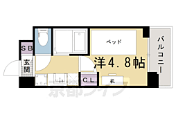 京福電気鉄道北野線 北野白梅町駅 徒歩22分の賃貸マンション 5階ワンルームの間取り