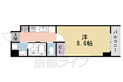 京都地下鉄東西線 京都市役所前駅 徒歩5分の賃貸マンション 4階1Kの間取り