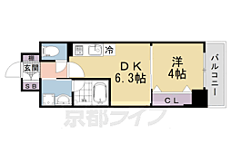 JR山陰本線 円町駅 徒歩2分の賃貸マンション 5階1DKの間取り
