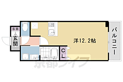 京都地下鉄東西線 西大路御池駅 徒歩6分の賃貸マンション 7階1Kの間取り