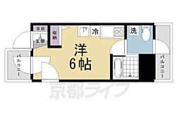 京都市営烏丸線 北大路駅 徒歩15分の賃貸マンション 3階1Kの間取り