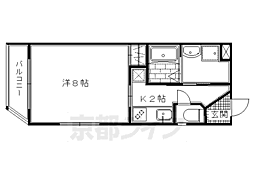 Ｗｅｓｔ　Ｃｏｕｒｔ　北白川 2階1Kの間取り