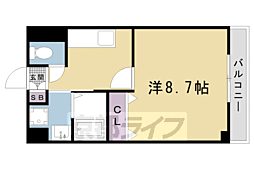 京福電気鉄道北野線 北野白梅町駅 徒歩3分の賃貸マンション 5階1Kの間取り