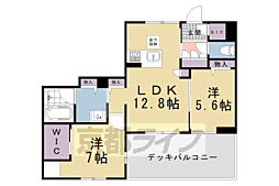 京都市営烏丸線 北大路駅 徒歩25分の賃貸マンション 1階2LDKの間取り