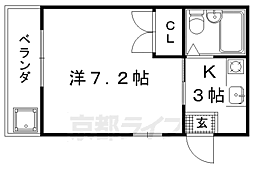 京福電気鉄道北野線 等持院・立命館大学衣笠キャンパス前駅 徒歩3分の賃貸マンション 1階1Kの間取り