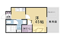 京都市営烏丸線 今出川駅 徒歩22分の賃貸マンション 1階1Kの間取り