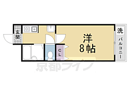 京都市営烏丸線 北大路駅 徒歩20分の賃貸マンション 3階1Kの間取り