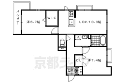 京都市営烏丸線 北大路駅 徒歩22分の賃貸マンション 2階2LDKの間取り