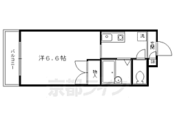 グランディール北白川 2階1Kの間取り