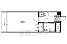 京福電気鉄道北野線 北野白梅町駅 徒歩14分の賃貸マンション 1階1Kの間取り