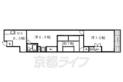 阪急京都本線 大宮駅 徒歩2分の賃貸マンション 2階3DKの間取り