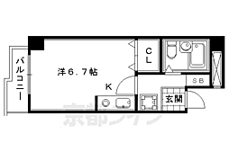 阪急京都本線 大宮駅 徒歩9分の賃貸マンション 4階1Kの間取り