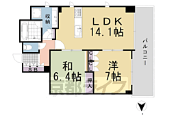 京都市営烏丸線 今出川駅 徒歩14分の賃貸マンション 1階2LDKの間取り