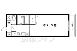 グランディヨン百万遍 4階1Kの間取り