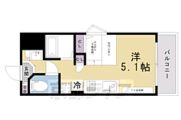 京福電気鉄道北野線 北野白梅町駅 徒歩15分の賃貸マンション 4階ワンルームの間取り