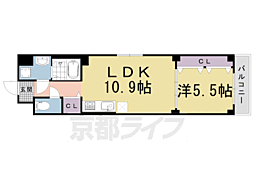 阪急京都本線 大宮駅 徒歩13分の賃貸マンション 2階1LDKの間取り
