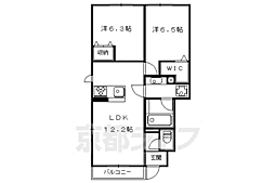 ハッピネス 1階2LDKの間取り