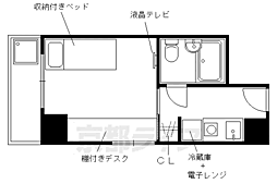 京福電気鉄道北野線 北野白梅町駅 徒歩13分の賃貸マンション 2階1Kの間取り