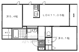 シャーメゾンＵＮ 1階2LDKの間取り