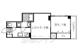 JR山陰本線 円町駅 徒歩4分の賃貸マンション 1階1LDKの間取り